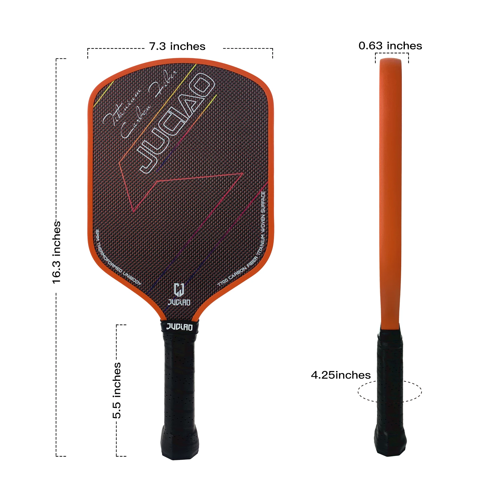 JUCIAO-paleta de Pickleball de titanio, pelotas de Pickleball de fibra de carbono para girar y controlar, bordes inyectados de espuma, Pickleball termoformado