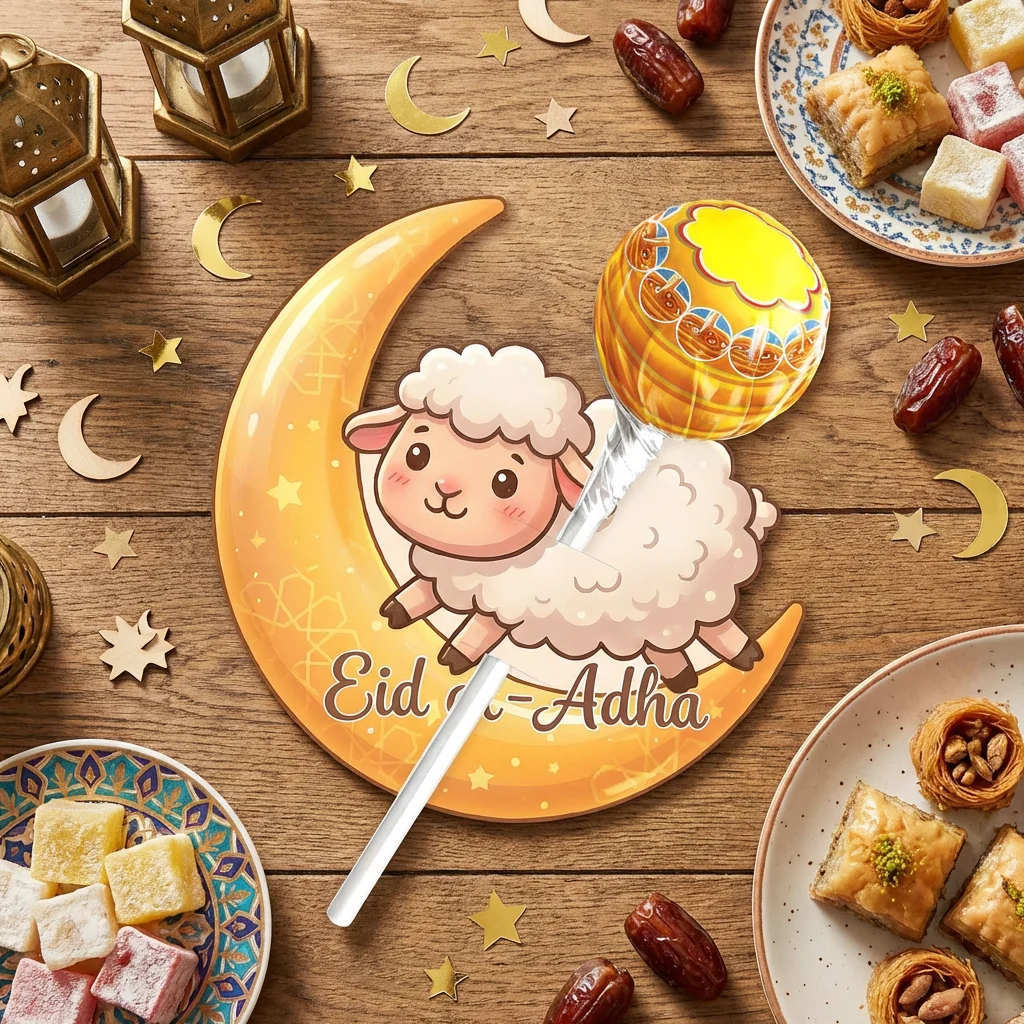 12/24 Piezas de Recuerdos para la Fiesta de Eid Al-Adha, Dulces y Bocadillos con Forma de Cordero, Tarjetas de Papel y Decoración de Regalo con Forma de Cordero