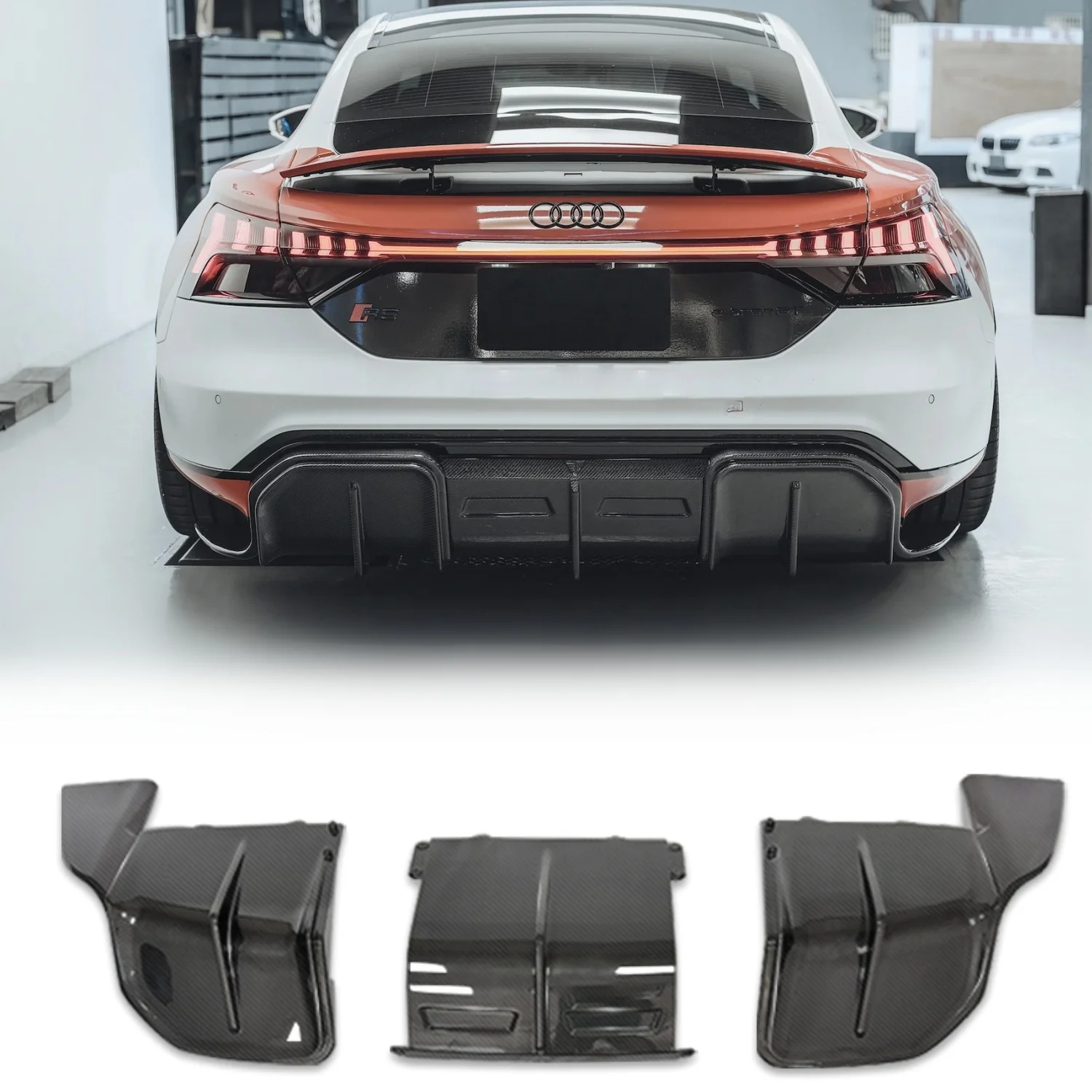 

For Audi RS E-tron GT / E-tron GT Dry Carbon Back lip Diffuser Car Rear Bumper Diffuser Rear Splitters Spoiler Upgrade bodykit