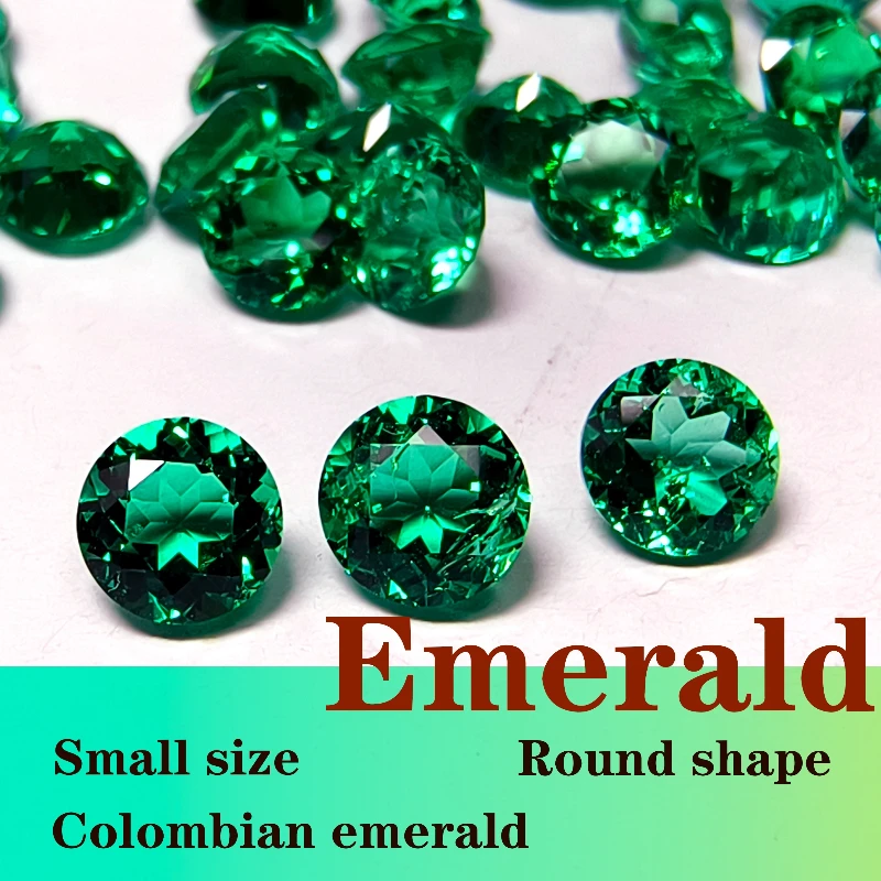 Artificial Gemstone Colombian Emerald Round Shape Small Size Factory Wholesale Price