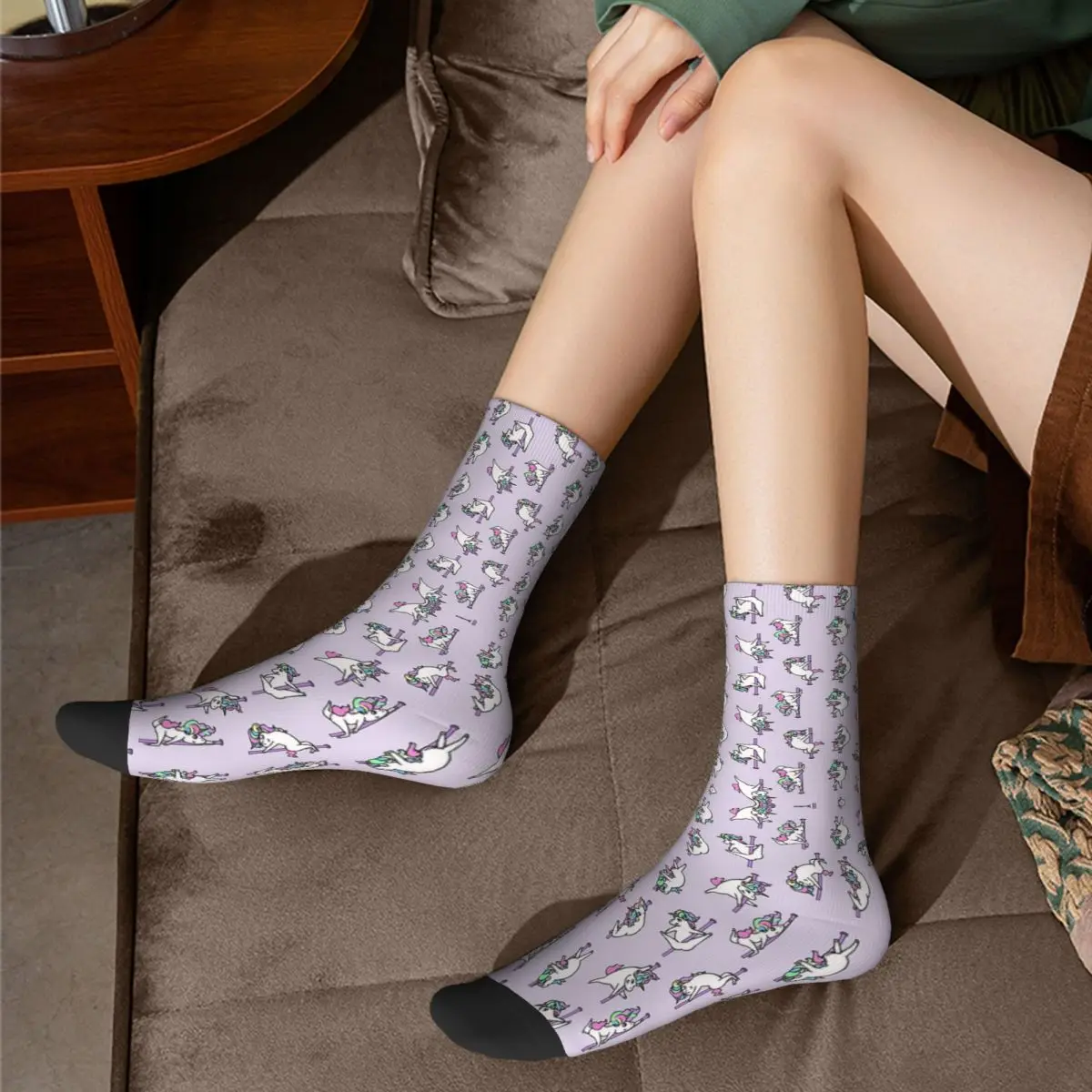 Calcetines largos de unicornio para hombre y mujer, medias absorbentes de sudor, Harajuku, para todas las estaciones, regalo de cumpleaños