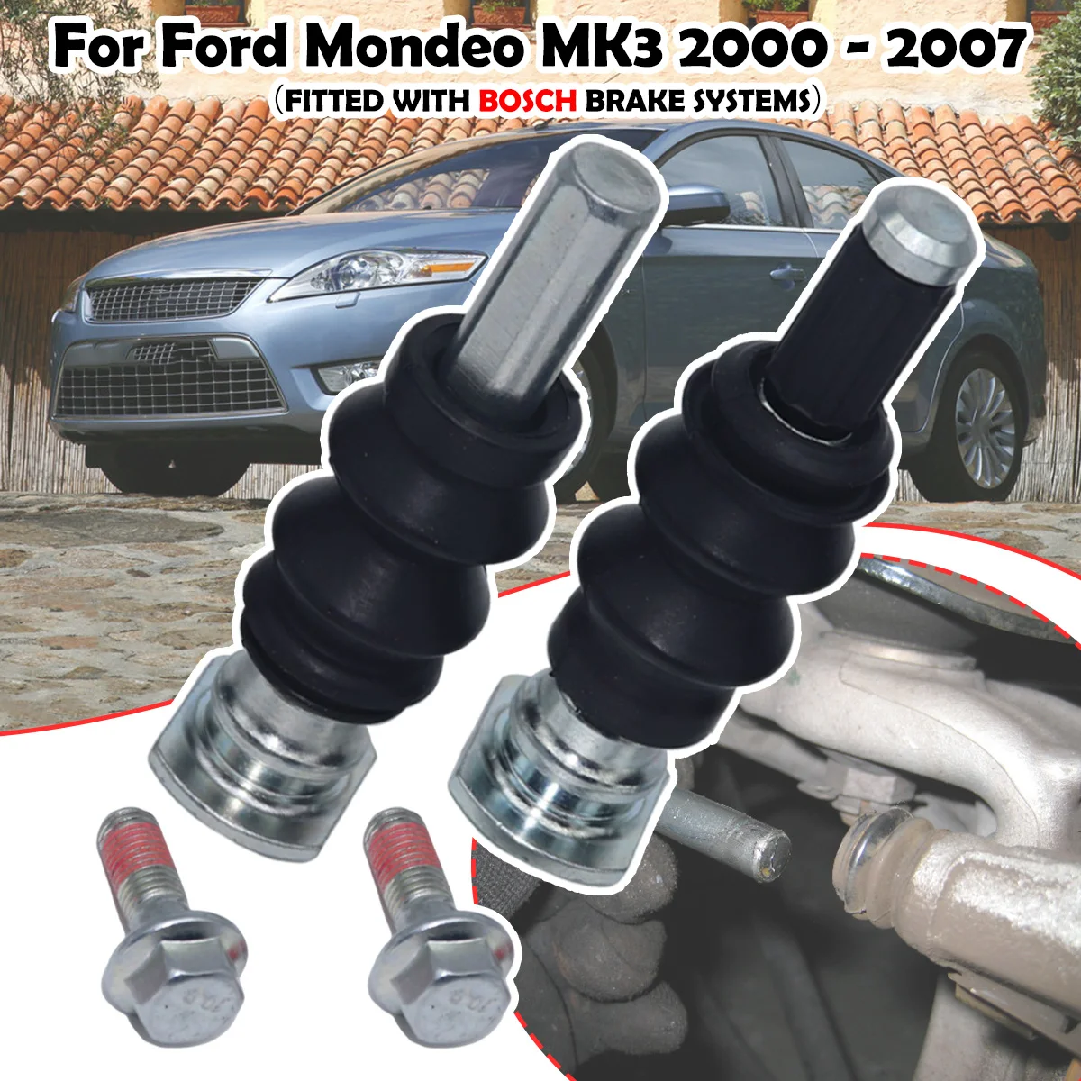 

For Ford Mondeo MK3 2000-2007 Front Brake Caliper Slider Guide Pins Bolt Kit Left Right Disc Housing Bellows Sleeve Bushing Seal