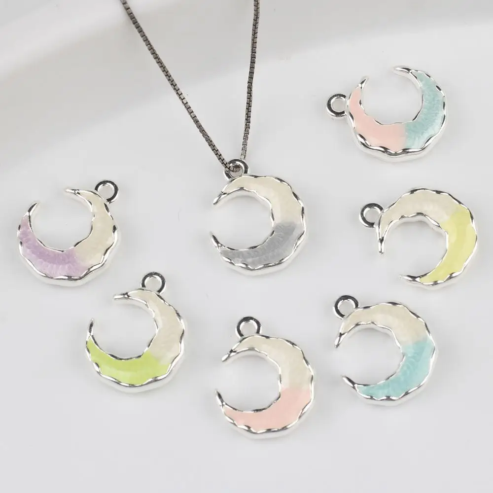 40pcs Vintage Moon Pendant Charms Handmade Silvery Color Necklace Earrings Pendant Connectors Handmade Jewelry Making Findings