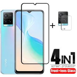 4-in-1 For Vivo Y33S Glass For Vivo Y33S Tempered Glass Phone Film Full Glue 9H Screen Protector For Vivo Y33S Lens Glass 6.58