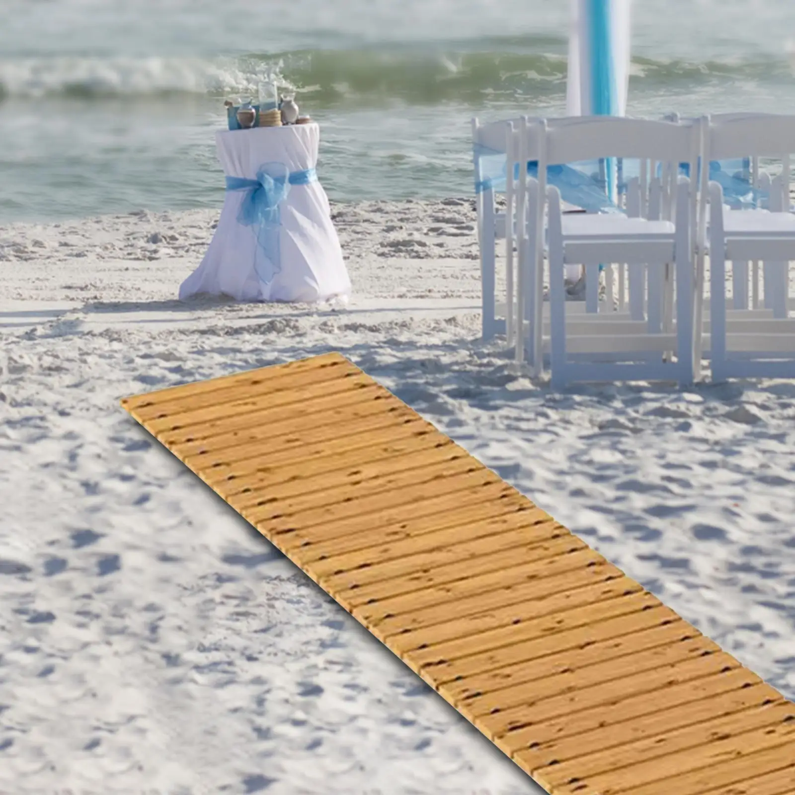 

Wooden Garden Pathway 8 ft Weather Resistant Roll Out Multifunctional Straight Walkway for Outside Beach Garden Backyard