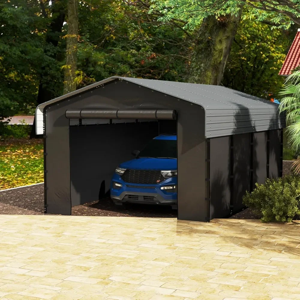 

12x20FT Metal Carport Kits with Galvanized Steel Roof, Heavy Duty Metal Frame Carports Canopy with Removable Sidewalls