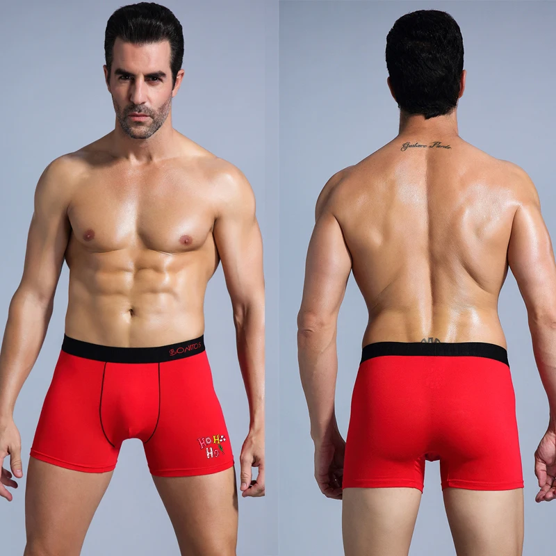3-teiliges Set Baumwoll-Herrenunterhosen mit Weihnachtsdruck, Atmungsaktive Boxershorts, Dehnbare Herren-Unterwäsche der Marke BONITOS – Detail 6