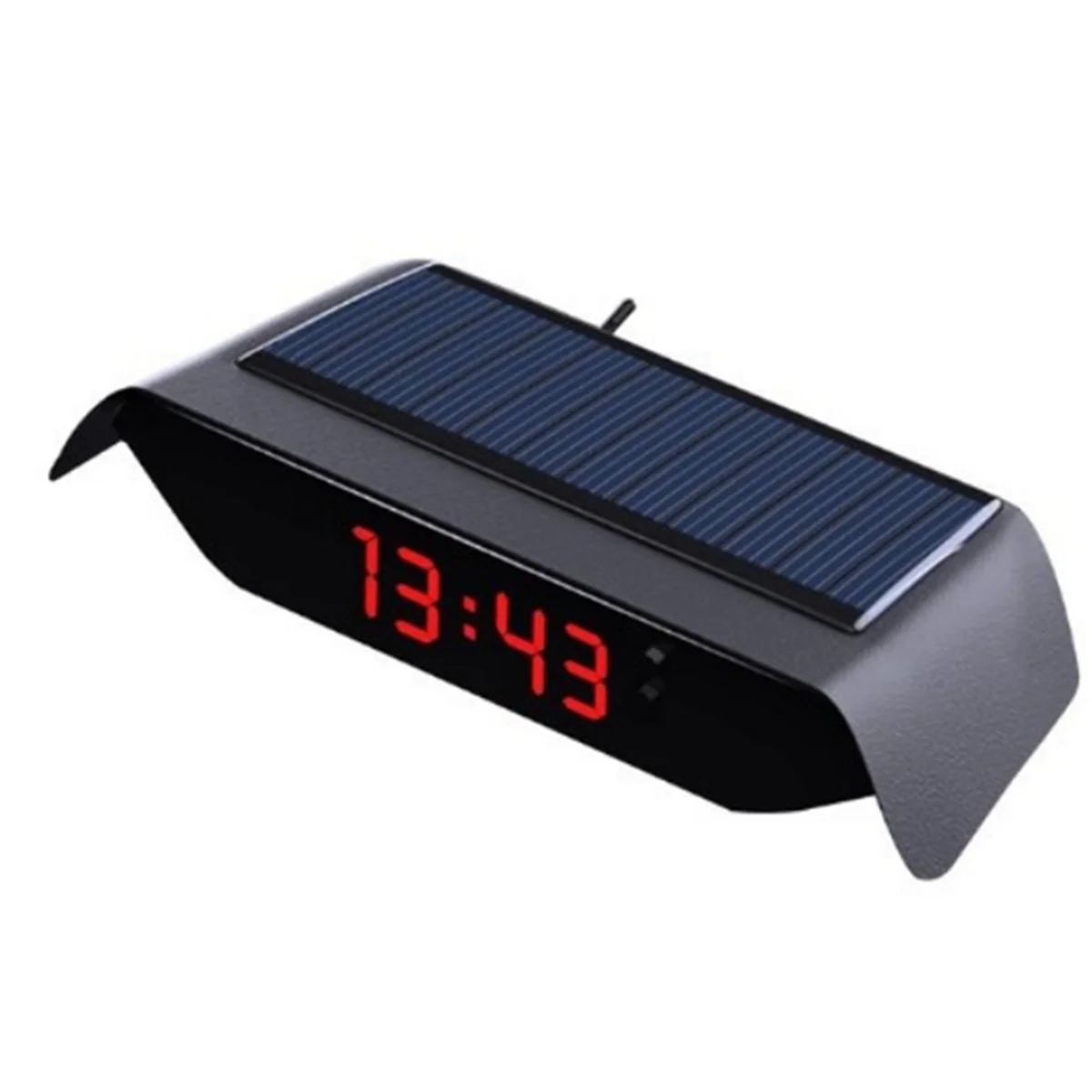 

Car Solar Powered Clock, 24 Hour High-Precision Electronic Watch Automatic Brightness Adjustment Thermometer