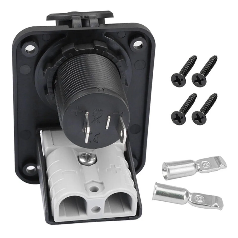 1PCS 50 Amp For Anderson Plug Connector Socket Charger Flush Mount Plate For Caravans Camping Trailers Ships Yachts RVs Buses