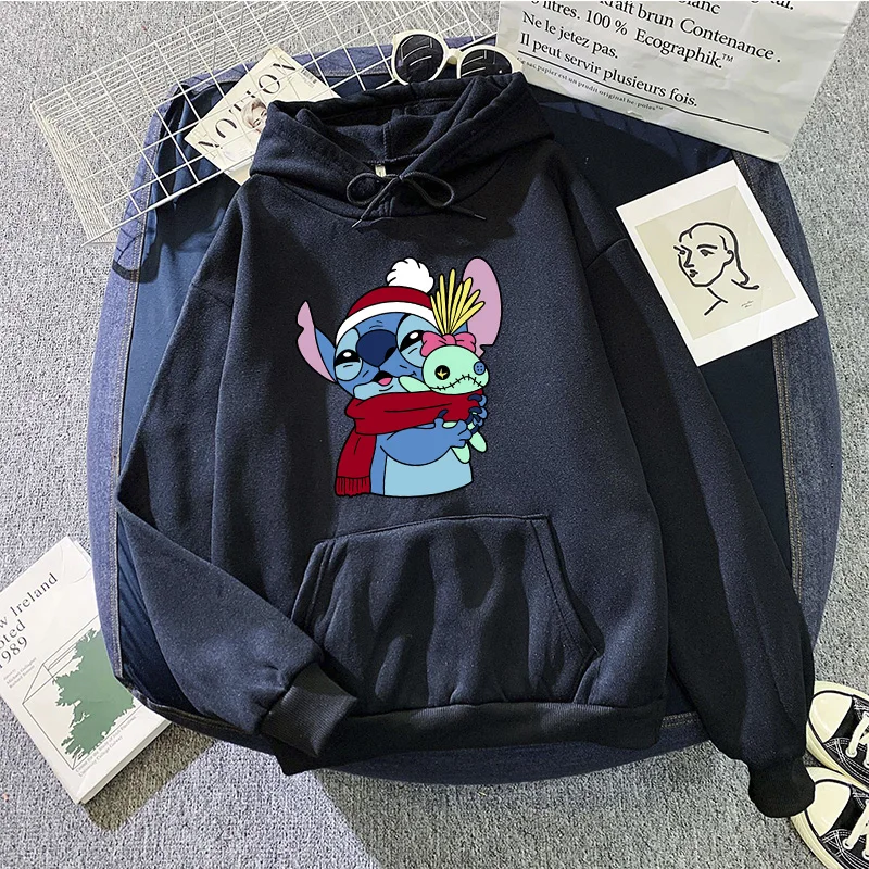 Fashion Hoodies Kawaii Christmas Girls Kawaii Lilo Stitch Funny Hoodie Women Stitch Cute Sweatshirts Y2k Female Hoody