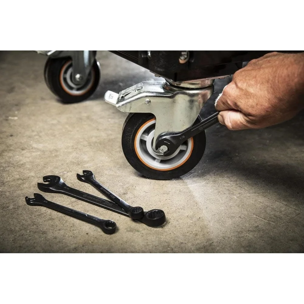 7-Piece SAE Combination Wrench Set Ratcheting Open-End Static Box-End Laser-Etched Sizes Durable Tool Mechanics Auto Repair