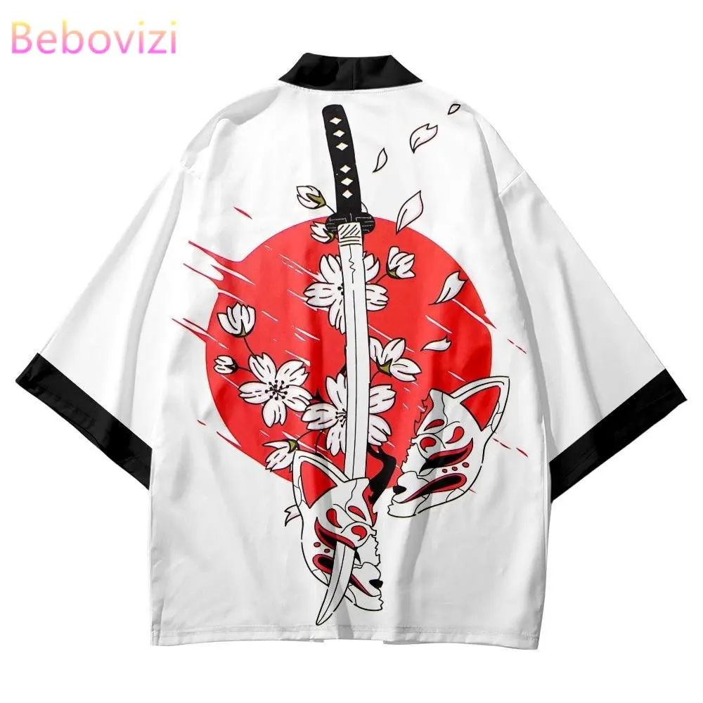 Kimono tradizionale Samurai giapponese donna uomo moda Streetwear Cardigan da spiaggia Yukata Casual Cosplay Haori camicie bianche