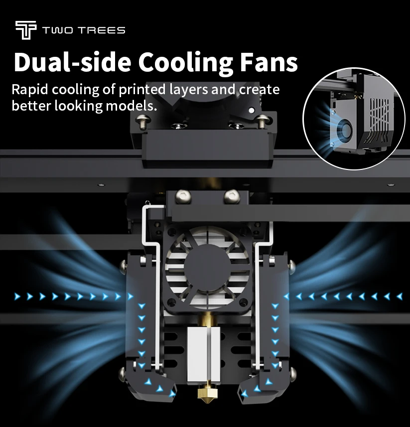 Imagem -03 - Twotrees-impressora de Alta Velocidade Velocidade de Impressão Hotend Engrenagem Dupla Extrusora de Transmissão Direta Sp5 v3 350 mm s 350m s