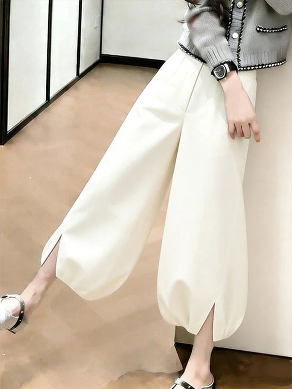 

High Waist White Lantern Pants Women's Loose Slimming Versatile Wide Leg Flower Bud Long Casual Pants Summer 2026