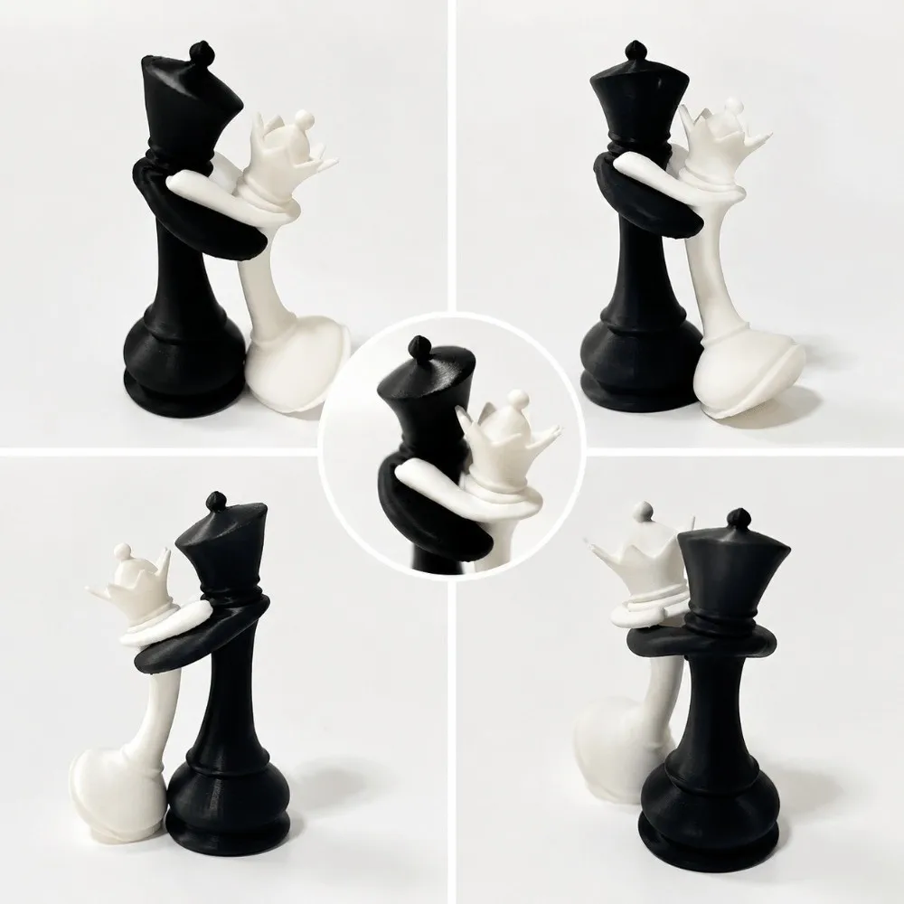 3D Printed Chess Statue Home Decoration Couple Gifts King And Queen Statue Funny Sculpture Desktop Ornaments Home view 3