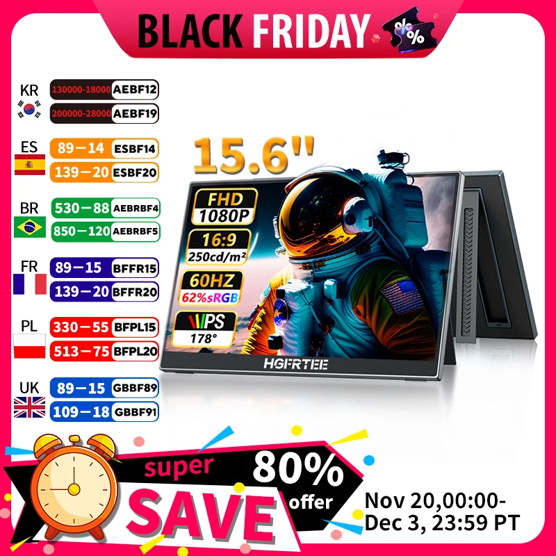 yZ[zHGFRTEE 15.6 C` |[^u j^[ 60Hz 1080P HDMI USB-C Q[ʊgfBXvC PC bvgbv Mac Switch Xbox PS4/5 p