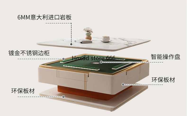 Mahjong table rock slab lifting tea table dual-purpose