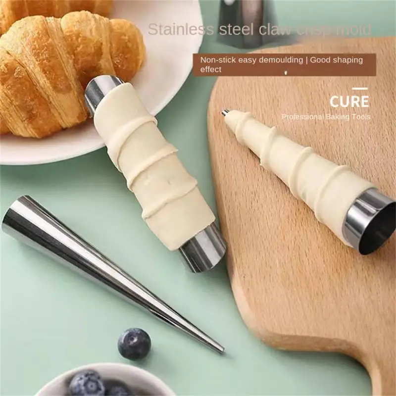 1~10PCS Kitchen Stainless Steel Baking Cones Horn Pastry Roll Cake Mold Spiral Baked Croissants Tubes Cookie Dessert Tool ZXH