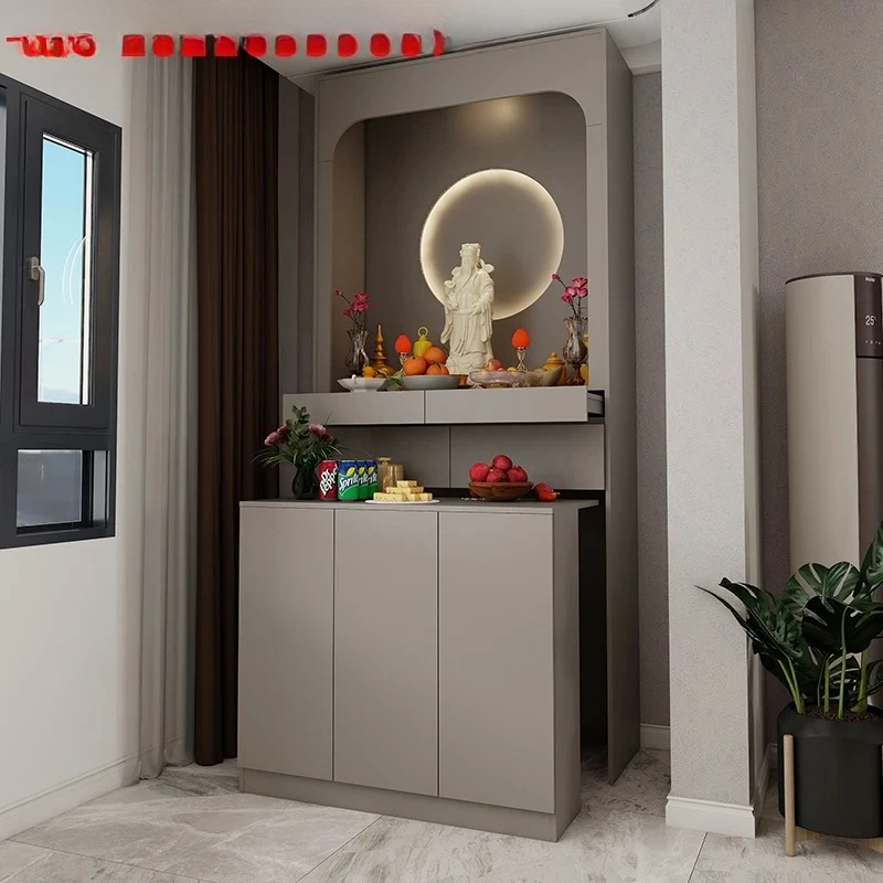 

Буддийский блестящий современный светлый роскошный бытовой блестящий шкаф Бог богатства Бодхисаттва Гуань Гун витрина