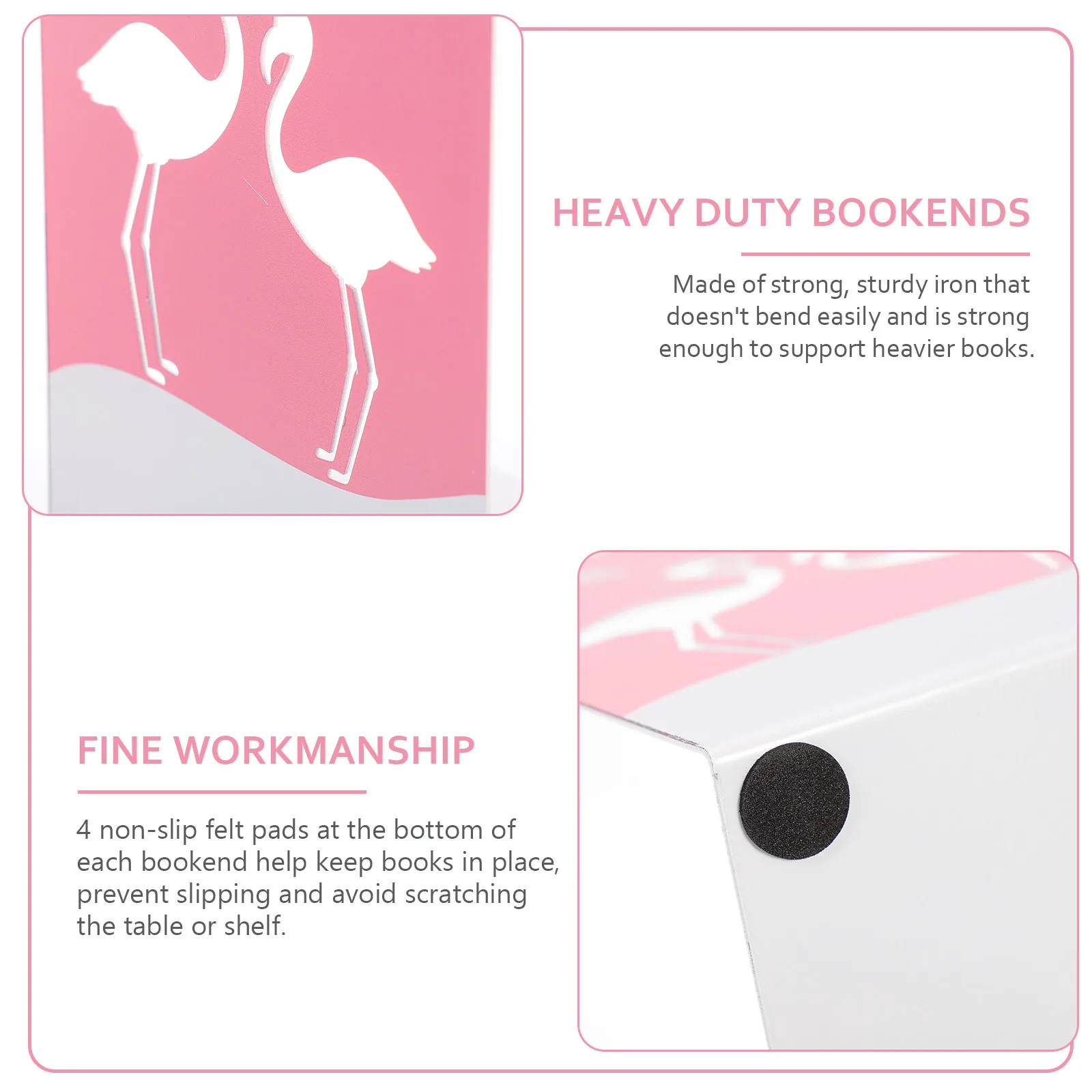 

2Pcs Flamingo Metal Bookend Strong for Home Office Book Storage Flamingo Desktop Iron Book Stoppers Bookends for Home