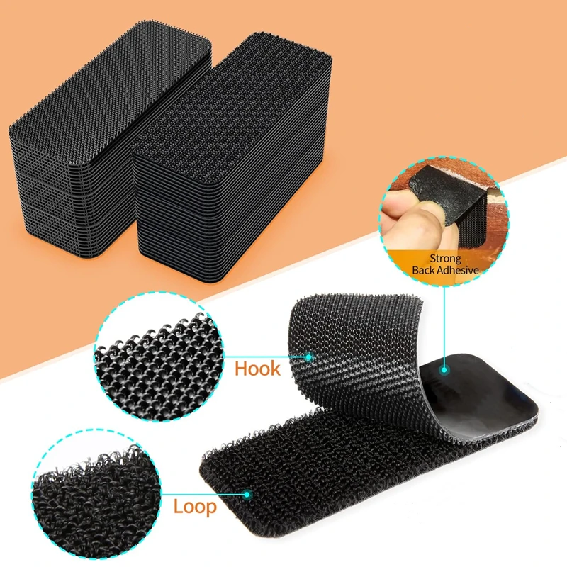 60-2PCS Double Faced Fixing Stickers Carpet Pad Dashboard Mat High Adhesive Fixed Patch Floor Mats Anti Skid Grip Tape Sticker