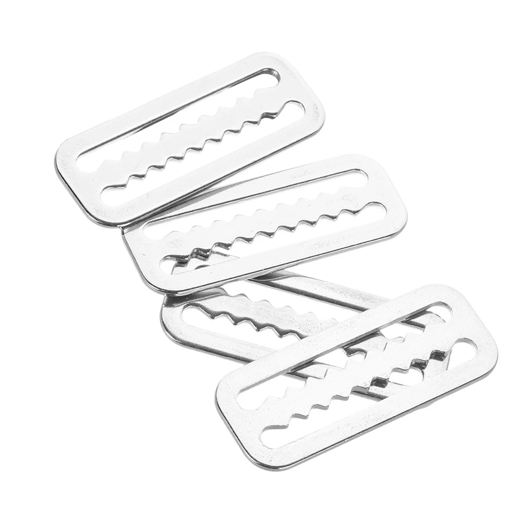 

4pcs Stainless Steel Diving Buckles Webbing Stoppers Belts Keeper Scuba Metal Retainers Clips Serrated Design Outdoor