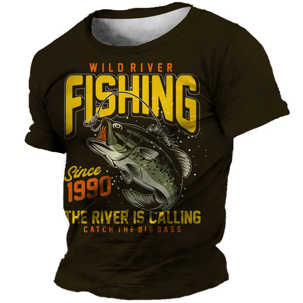 

Men's T Shirt Outdoor Fishing Clothing Funny 3D Fish Pattern Short Sleeve Tops Casual O-neck Oversized T-shirts Summer Pullover