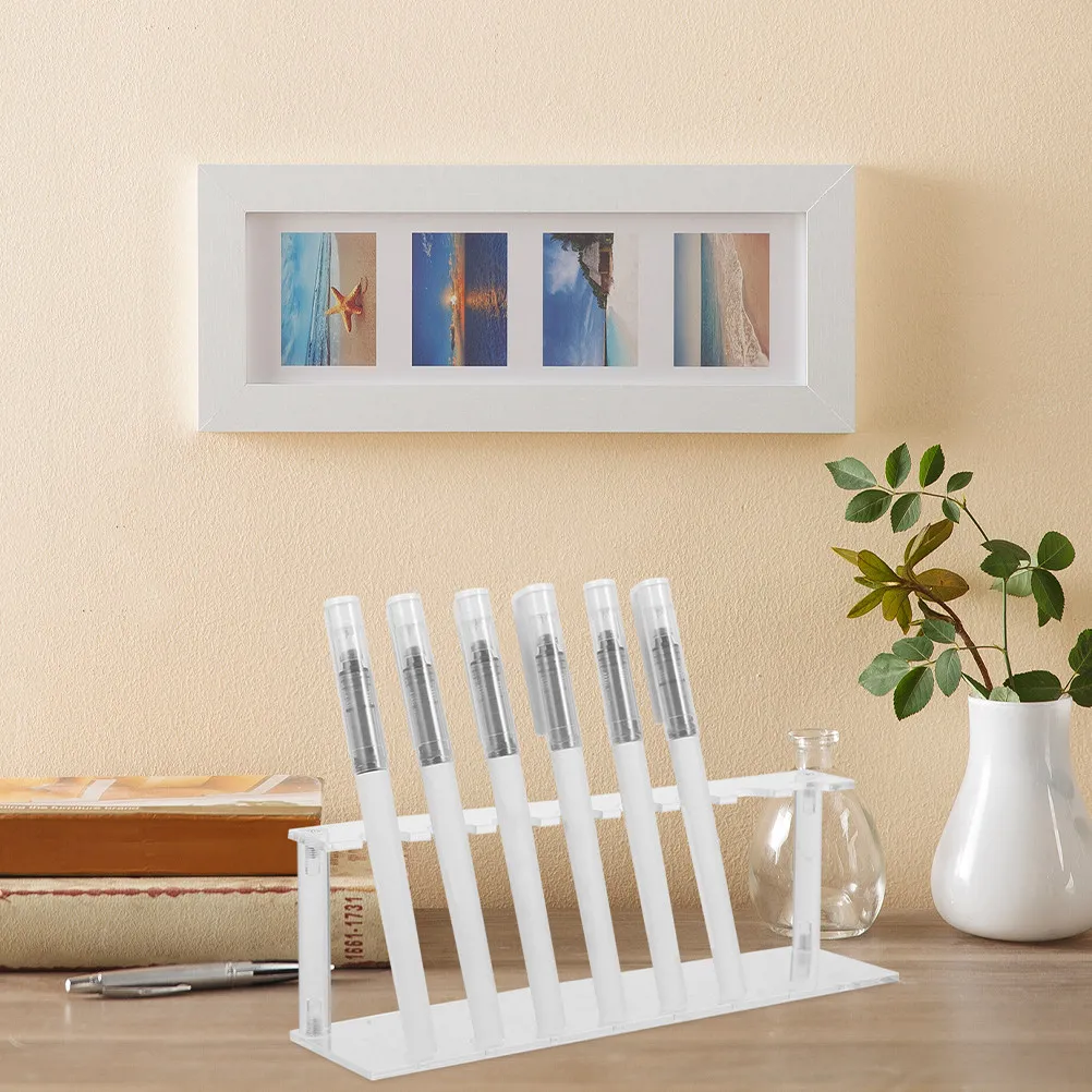 

2Pcs Acrylic Pen Display Stand Stylish Sleek Design for Pens Pencils Markers Eyebrow Pencils Fountain Pens Watercolor Brushes