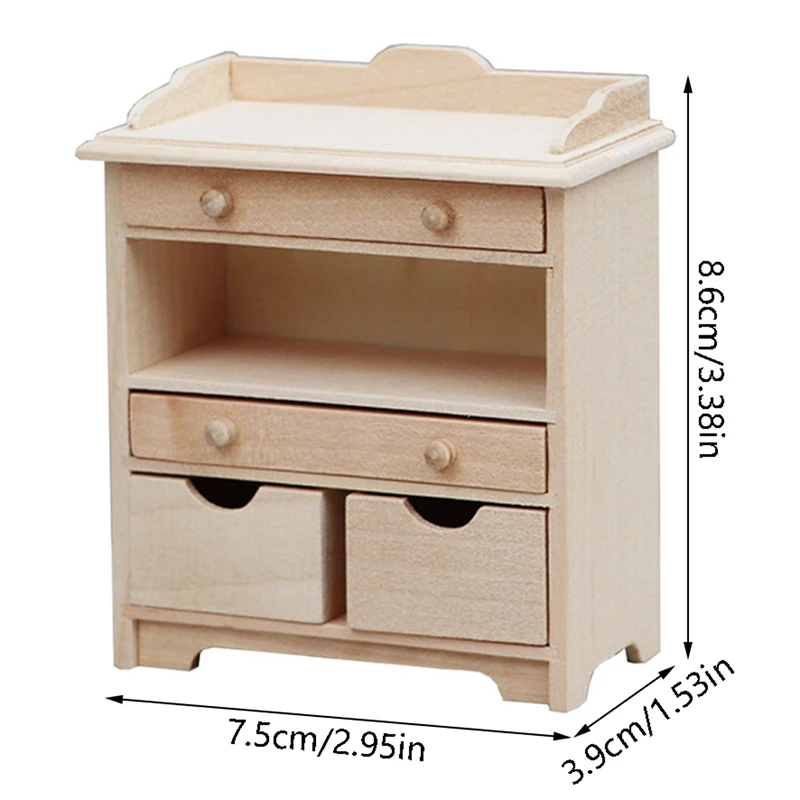 1pc 1:12 Dollhouse Miniature Wooden Cabinet Storage Rack Shelf Furniture Model  Toy Doll House Decoration Accessories