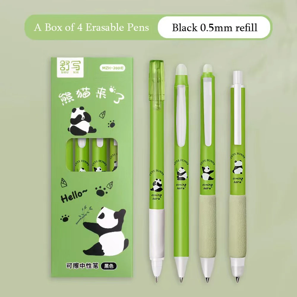 

4 Pcs Cartoon Animals Erasable Pen 0.5mm Cute Panda Magic Pens Gel Pens For School Writing Novelty Stationery Girls Gifts