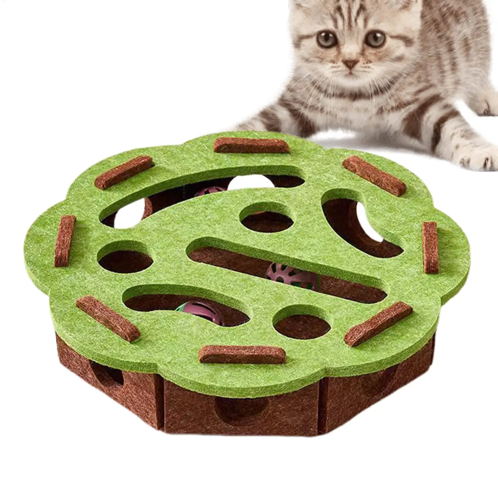 Katzenreicherungsspielzeug, interaktives Katzenspielzeug, Puzzlespiele, Filz, Heimtierbedarf mit Glocke, Kätzchenzubehör, Labyrinthspiel zur Bereicherung