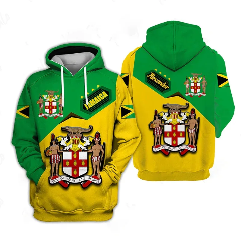 

Цельные толстовки с 3D принтом флага Ямайки на заказ для мужчин, толстовки с капюшоном с графическим тотемом духовного тотема, детская мода