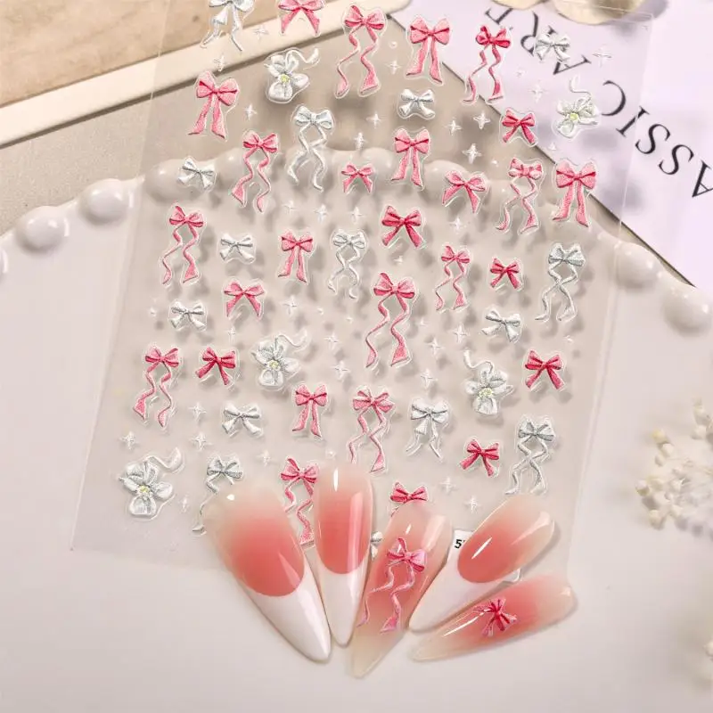 

5D Relief Bowknot Manicure Gel Polish Decals Nail Sticker Adhesive Ribbon Bow Tie for DIY Nail Decoration And Salon Use