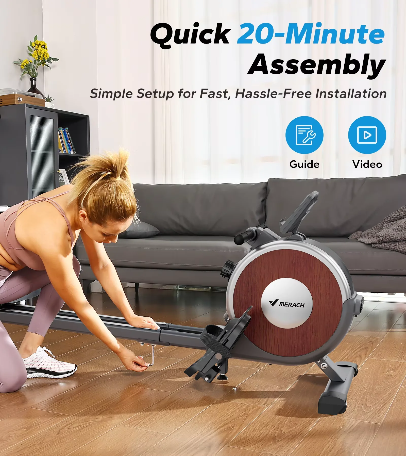 Rowing Machine Magnetic Rower Machine for Home 16 Levels Quiet Resistance Dual Slide Rail Max 350lb Weight Capacity R02