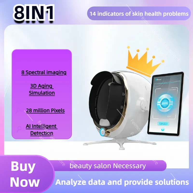 Analyseur facial 3D portable, scanner de peau, miroir magique, testeur de soin avec caméra faciale pour l'analyse - Interface anglaise