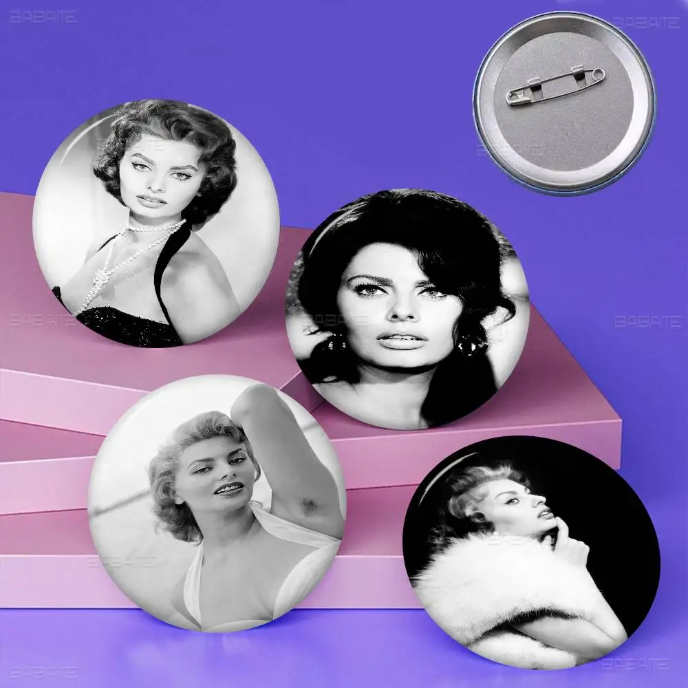 الموضة الحديثة ستار صوفيا لورين صور دبابيس الإبداعية شارة مستديرة الهدايا دبابيس 32/44/58 مللي متر #1