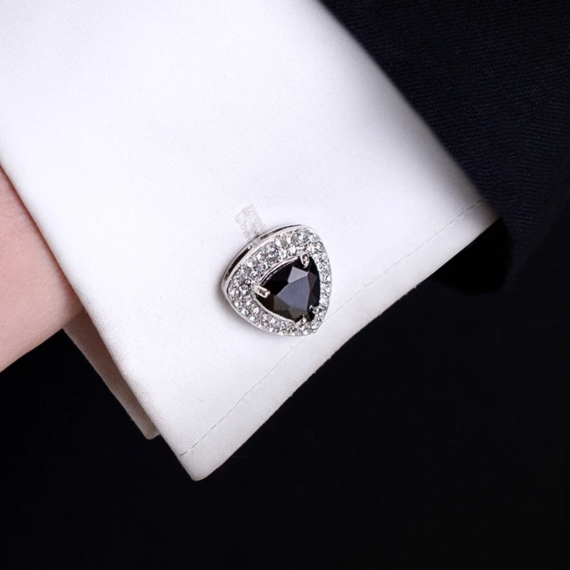 KFLK Jewelry shirt cufflinks for men's Brand Crystal Black Cuffs links Buttons High Quality Luxury Wedding Groom  guests