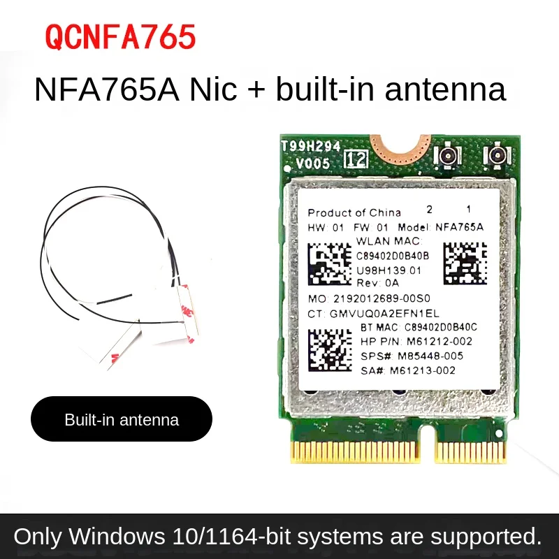 Qualcomm QCNFA765 M2 Key E Wi-Fi 6E BT 5.2 M.2 NGFF Module wifi network card adapter NFA765A 802.11ac/ax 2.4G/5G/6G 2400mbps