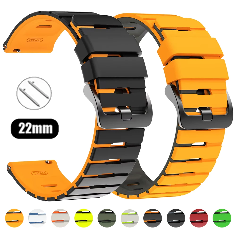 22 mm Silikonarmband für TicWatch Pro 3 Ultra GPS/LTE-Uhrenarmband für Huawei Watch GT 2 3 4 5 GT6 Pro 46 mm Band-Ersatzarmbänder