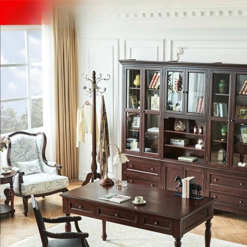 

American solid wood desk cherry wood full log 1.6 meters vintage study furniture home desk