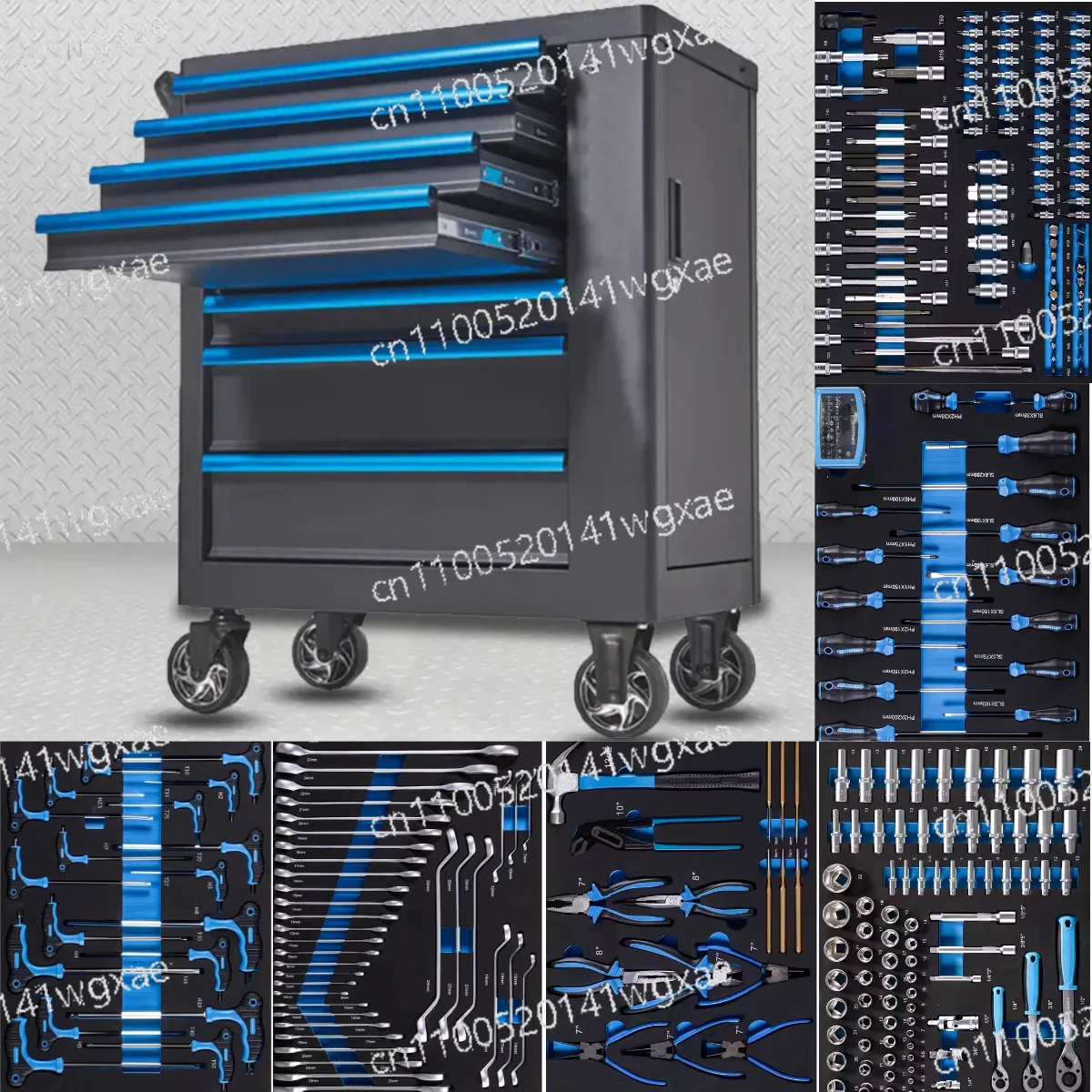 

Набор инструментов для авторемонта из 310 предметов: красный стальной инструментальный шкаф с семью запираемыми ящиками для мастерской и гаража