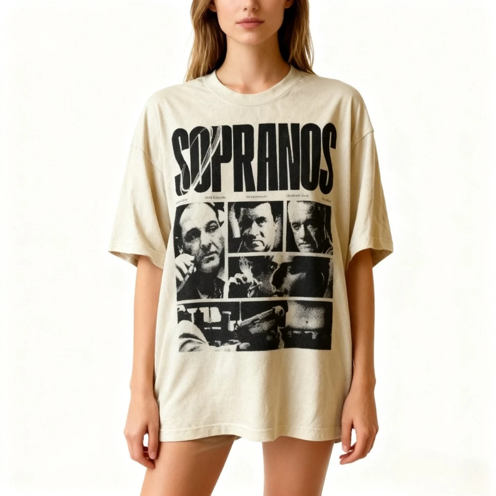 تي شيرت سوبرانوس الكلاسيكي تي شيرت موب برنامج تلفزيوني هدية العشاق 2000s Show تي شيرت جرافيك للجنسين تي شيرت مافيا الجريمة سلسلة ريترو قميص ميرش