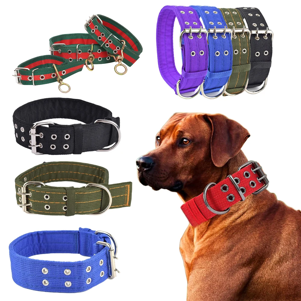 Military Adjustable Dog Collar with Heavy Duty Metal D Ring Buckle for Large Dogs 1.5\'\' Wide Nylon Tactical Dog Collar 2 Sizes