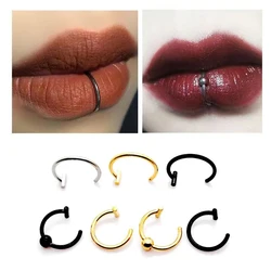 2/4Pcs 18G 316L Stainless Steel Fake Lip Rings for Women Men,  Fake Septum Nose Ring Clip On Lip Ring Fake Piercing Jewelry