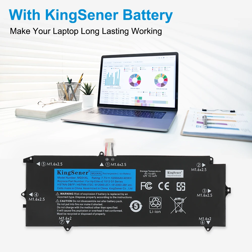 KingSener Smart MG04XL Laptop Battery for HP Elite x2 1012 G1 Series 812060-2B1 812060-2C1 812205-001 HSTNN-DB7F 7.7V 40Wh