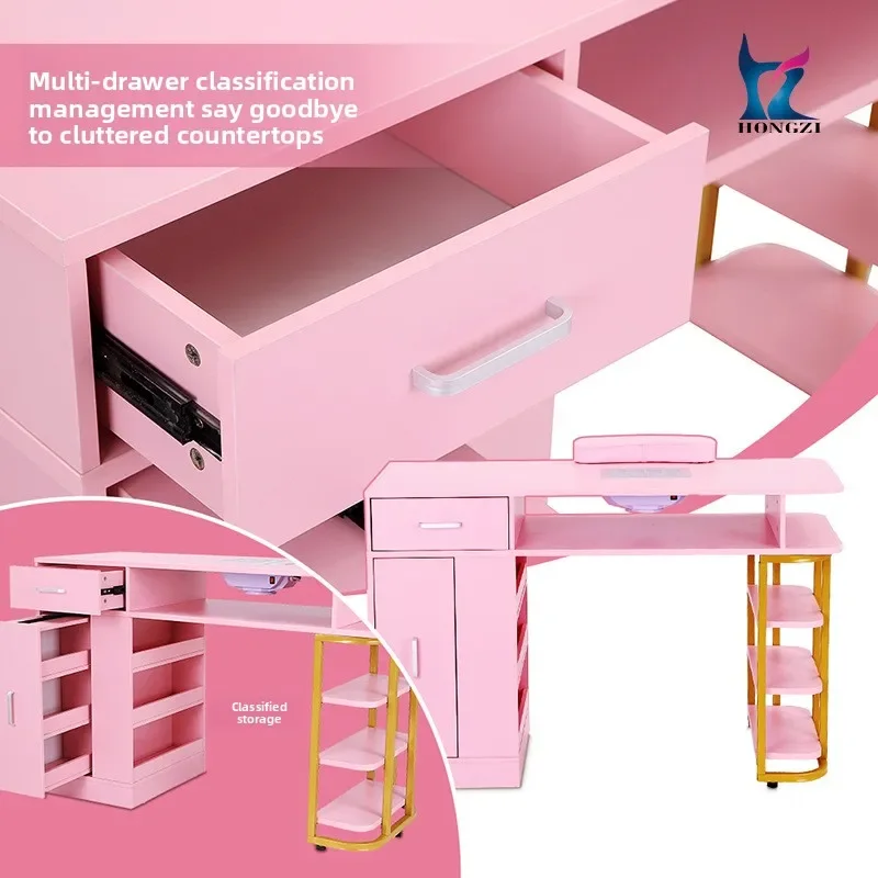 LH manicure table with vacuum cleaner partition storage with drawer storage manicure table