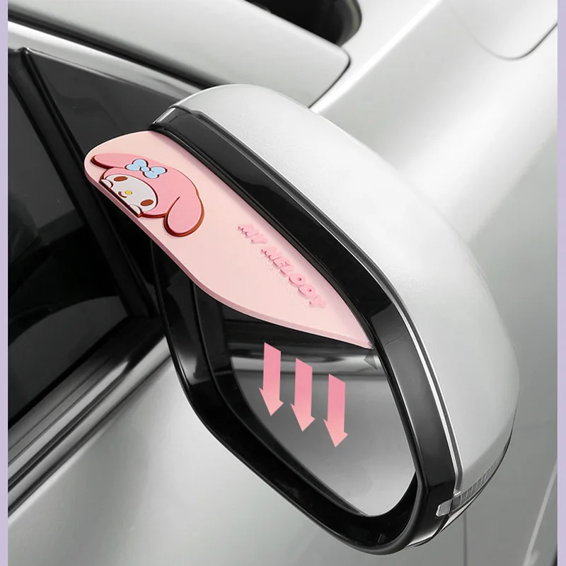 Sanrio Rearview Mirror Rain Shield Safe Driving Hellokitty Kuromi Mymelody Cinnamoroll Car Sunshade Rainproof Easy Install