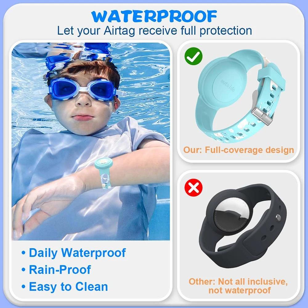 AirTag Bracelet Case for Kids Waterproof Anti-Lost Protective Cover for Apple Air Tag Wristband Watch Band