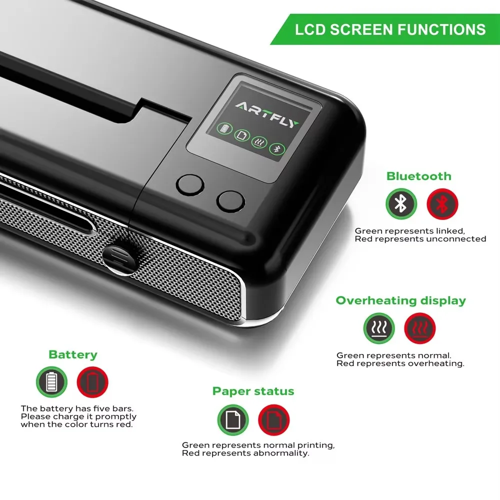 JCONLY Artfly طابعة استنسل الوشم اللاسلكية طابعة حرارية 2500MAH آلة نقل الوشم اللاسلكية مع توصيل بلوتوث