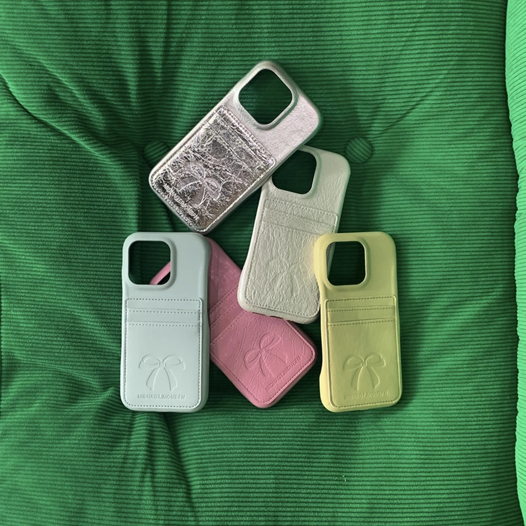 

Продвинутый простой однотонный чехол с бантом и принтом для карточек, чехол для телефона, чехол для iPhone 17, 16, 15, 14, 13, 12 Pro Max